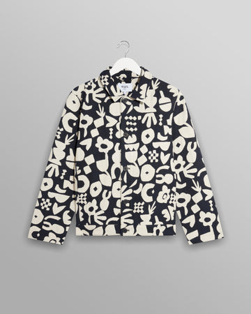 wax london men's Iggy - Navy And Ecru Spin Jacquard Jacket