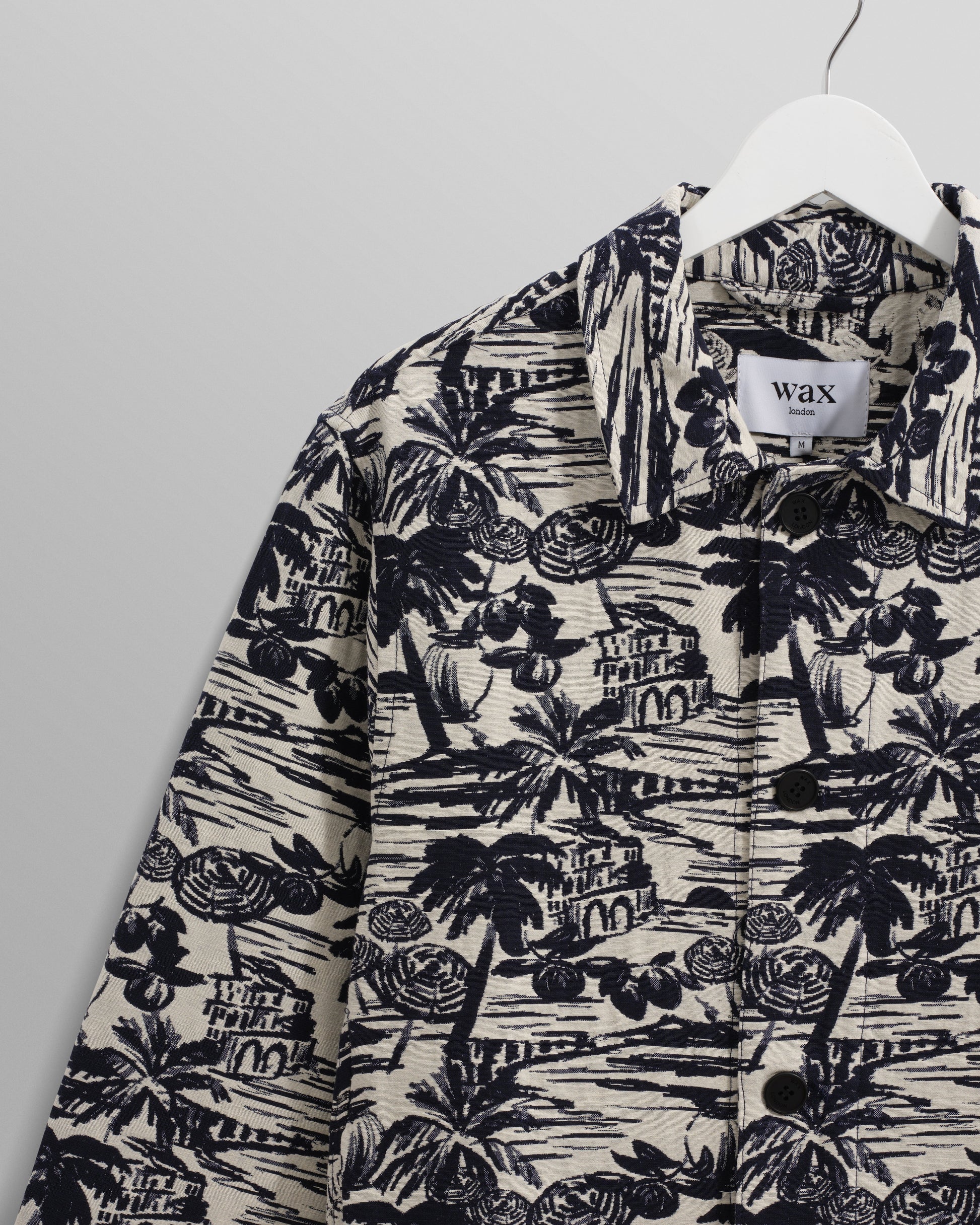 wax london men's Iggy - Navy And Ecru Beach Jacquard Jacket