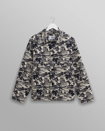 wax london men's Iggy - Navy And Ecru Beach Jacquard Jacket