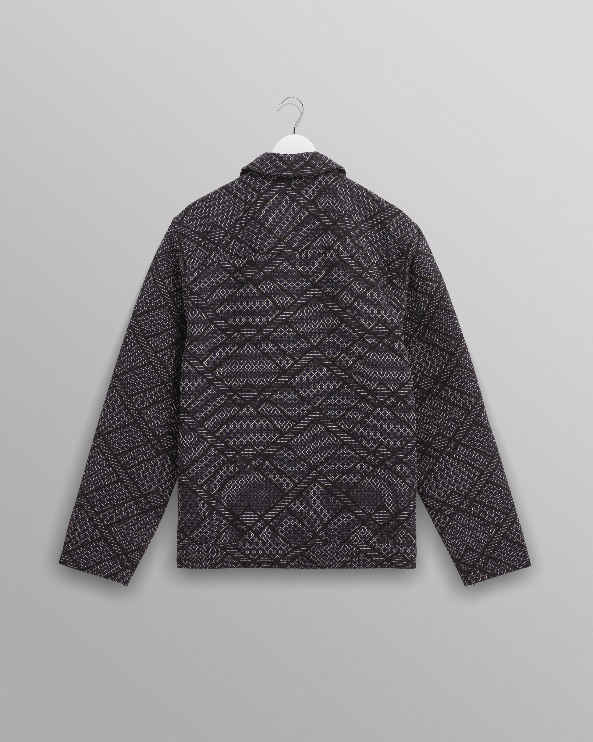 wax london men's Iggy - Navy Diamond Stitch Jacquard Jacket