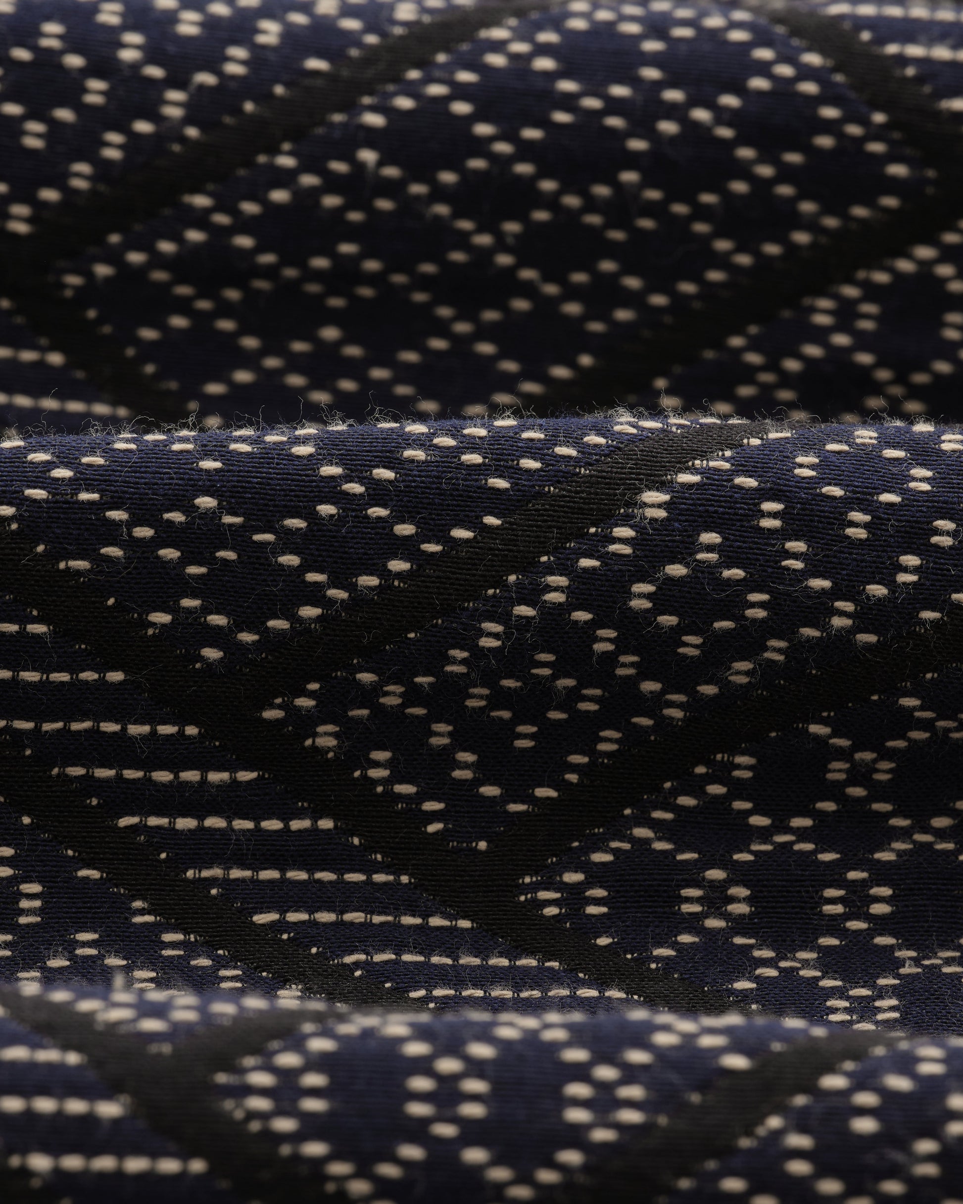 wax london men's Iggy - Navy Diamond Stitch Jacquard Jacket