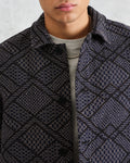 wax london men's Iggy - Navy Diamond Stitch Jacquard Jacket