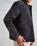 wax london men's Iggy - Navy Diamond Stitch Jacquard Jacket