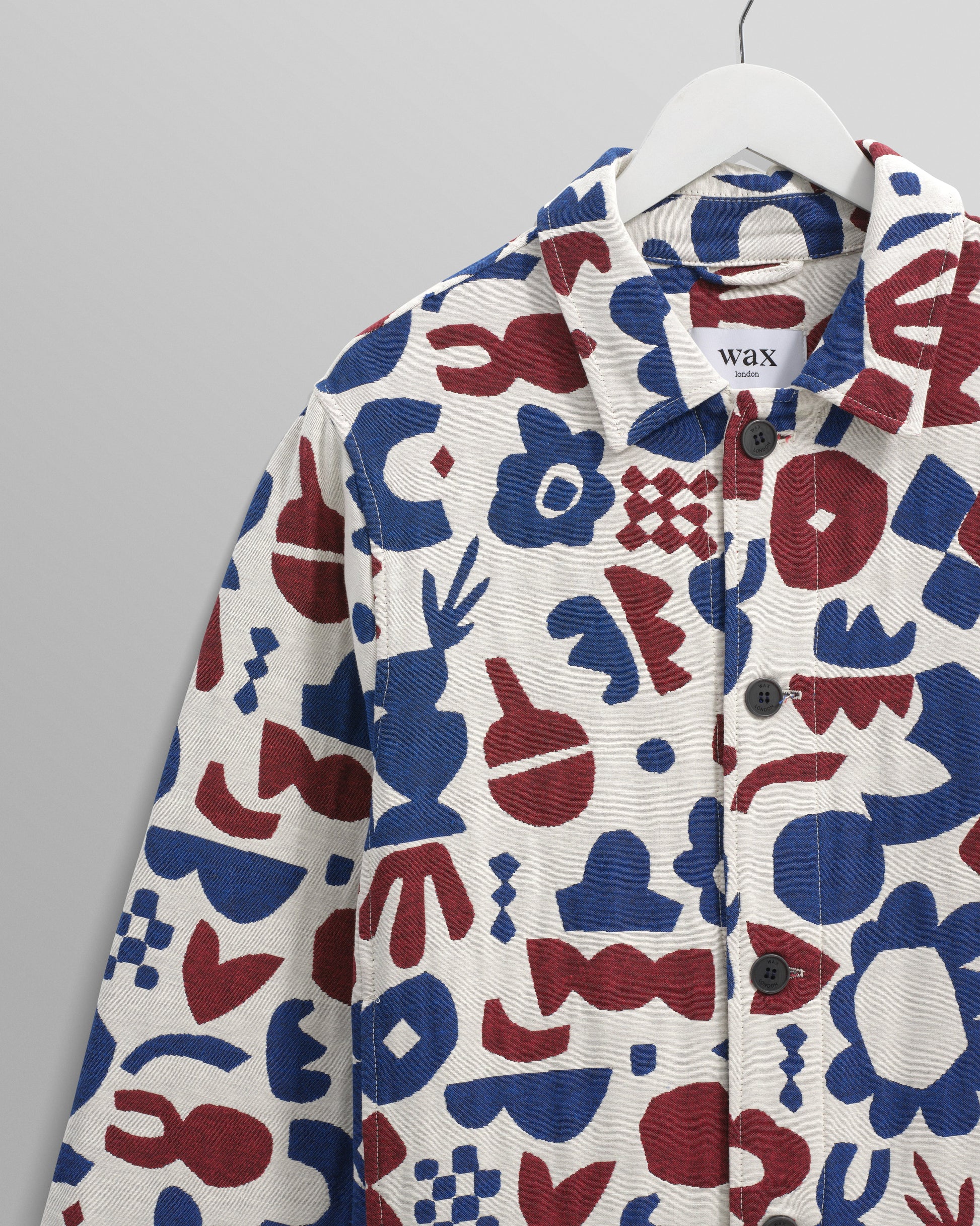wax london men's Iggy - Red And Blue Spin Jacquard Jacket