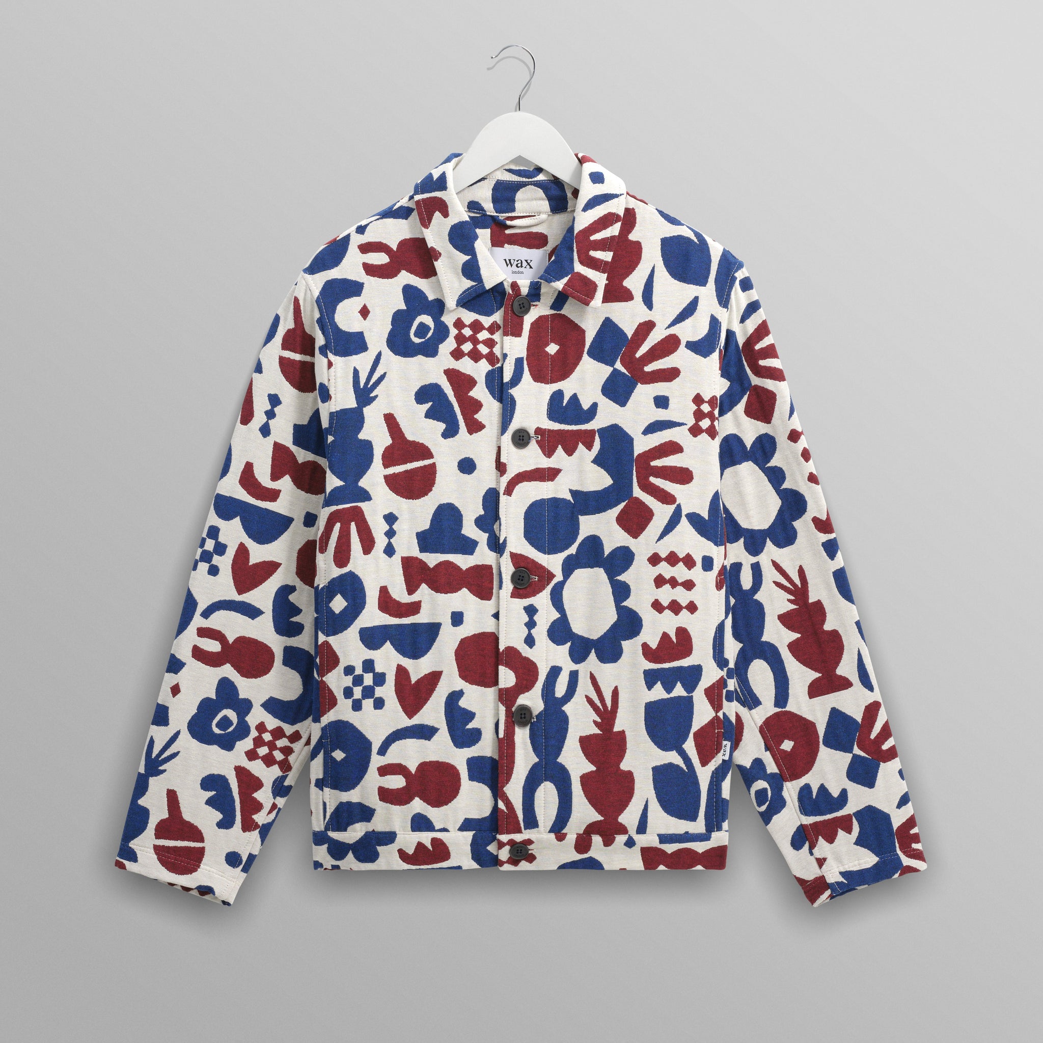 wax london men's Iggy - Red And Blue Spin Jacquard Jacket
