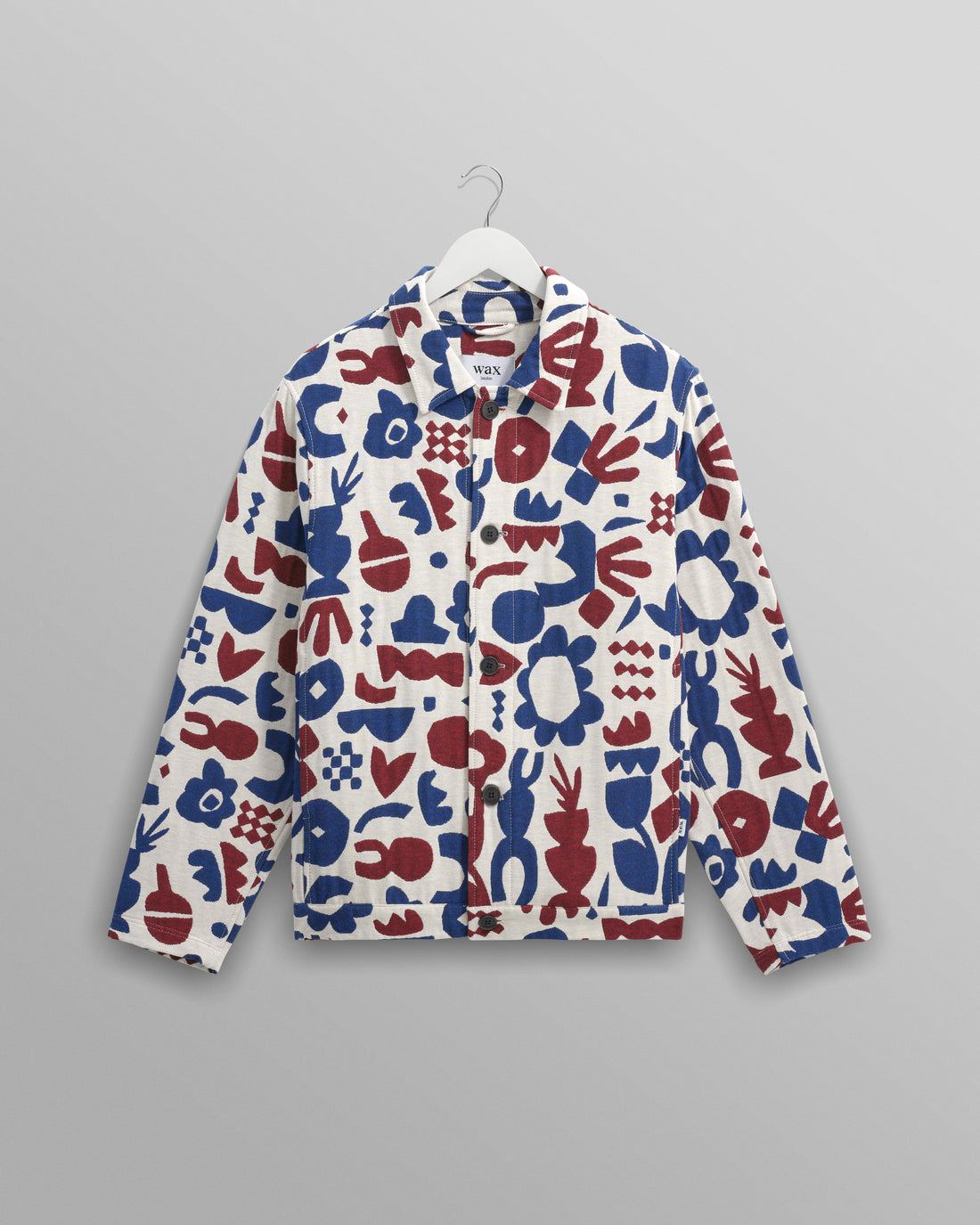 wax london men's Iggy - Red And Blue Spin Jacquard Jacket
