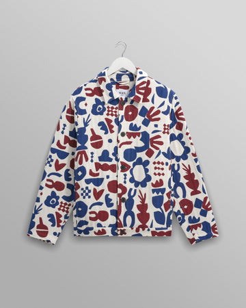wax london men's Iggy - Red And Blue Spin Jacquard Jacket