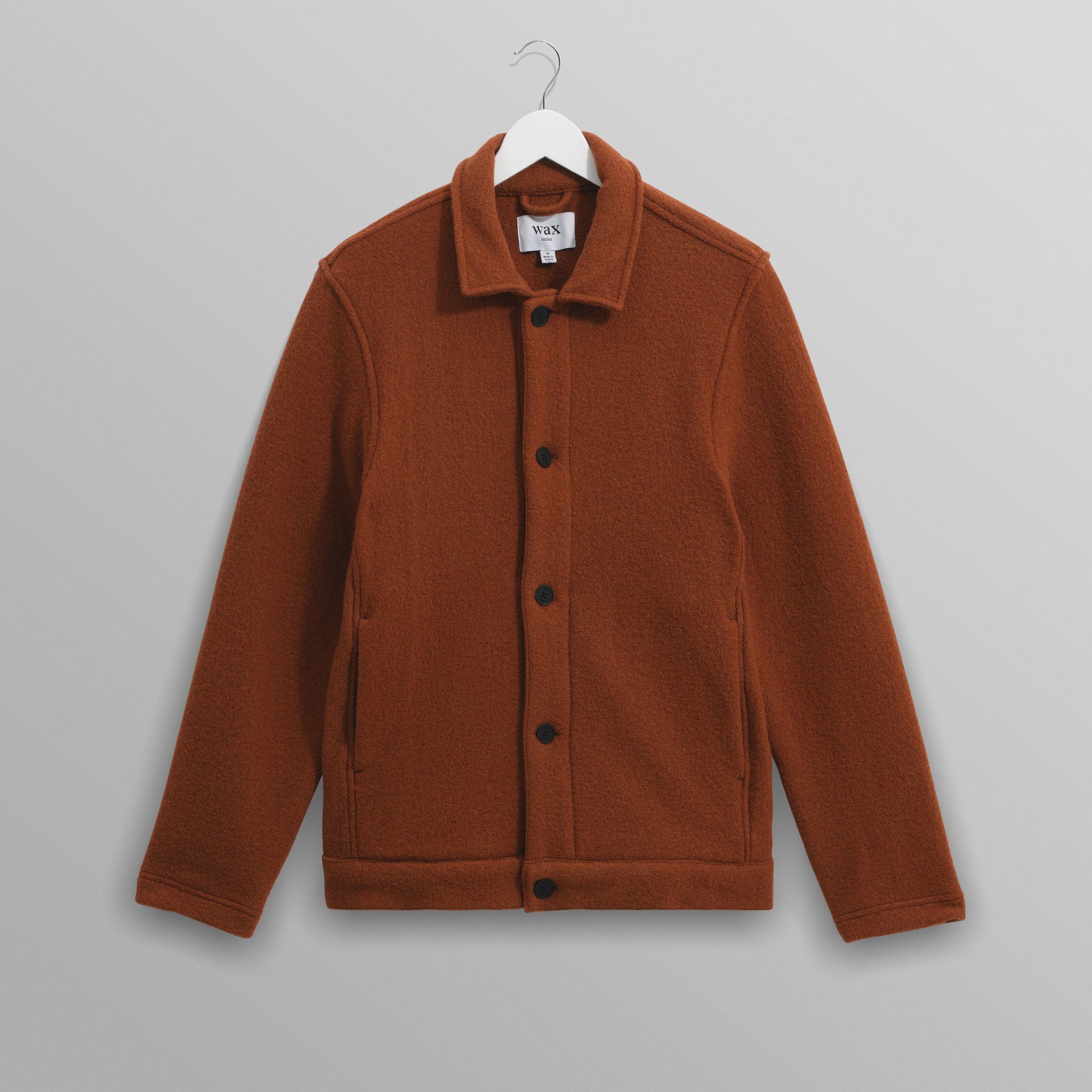 wax london men's Iggy - Rust Knitted Wool Jacket