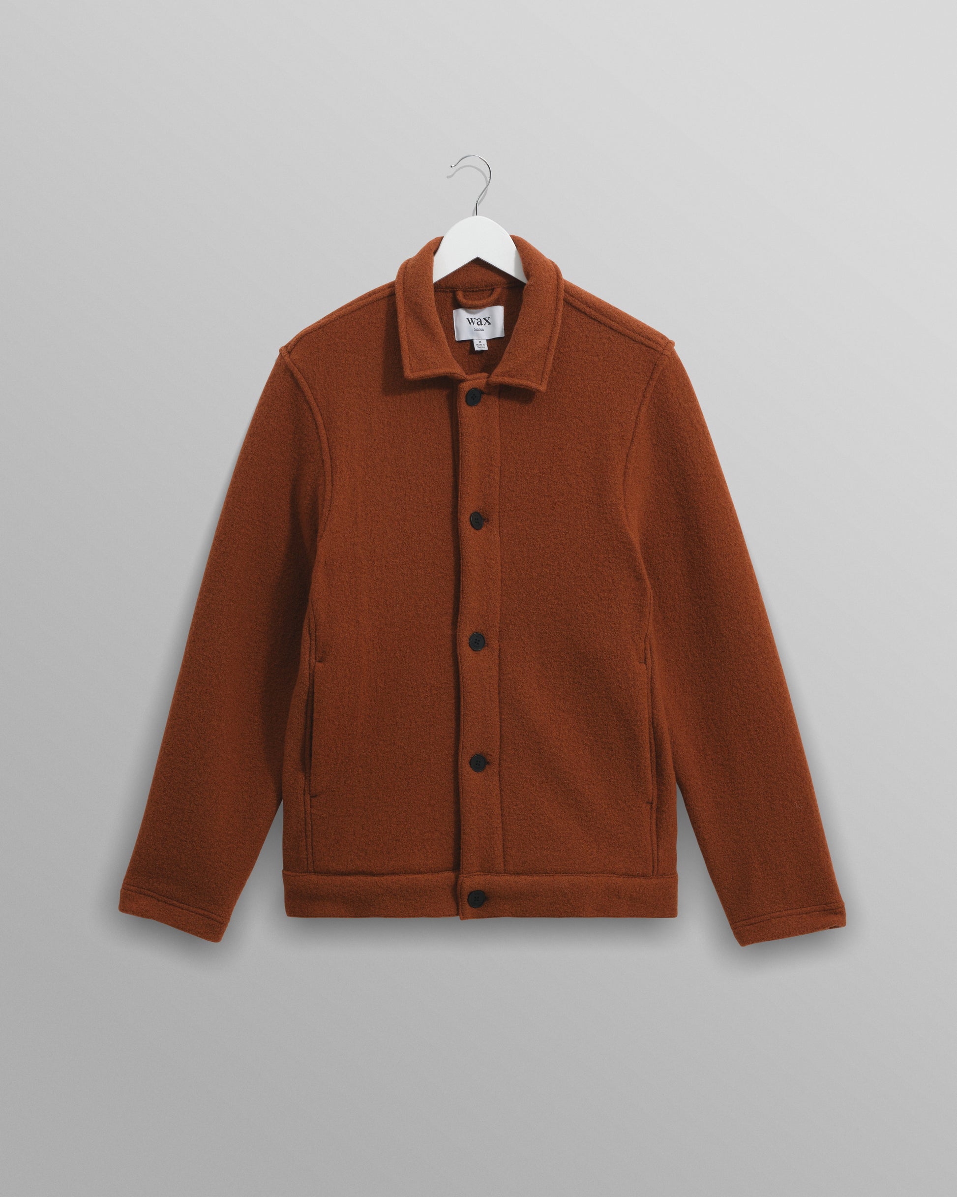 wax london men's Iggy - Rust Knitted Wool Jacket