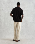 wax london men's Ivy - Black And Multicolour Striped Cotton Polo Shirt