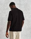 wax london men's Ivy - Black And Multicolour Striped Cotton Polo Shirt