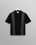 wax london men's Ivy - Black And Multicolour Striped Cotton Polo Shirt