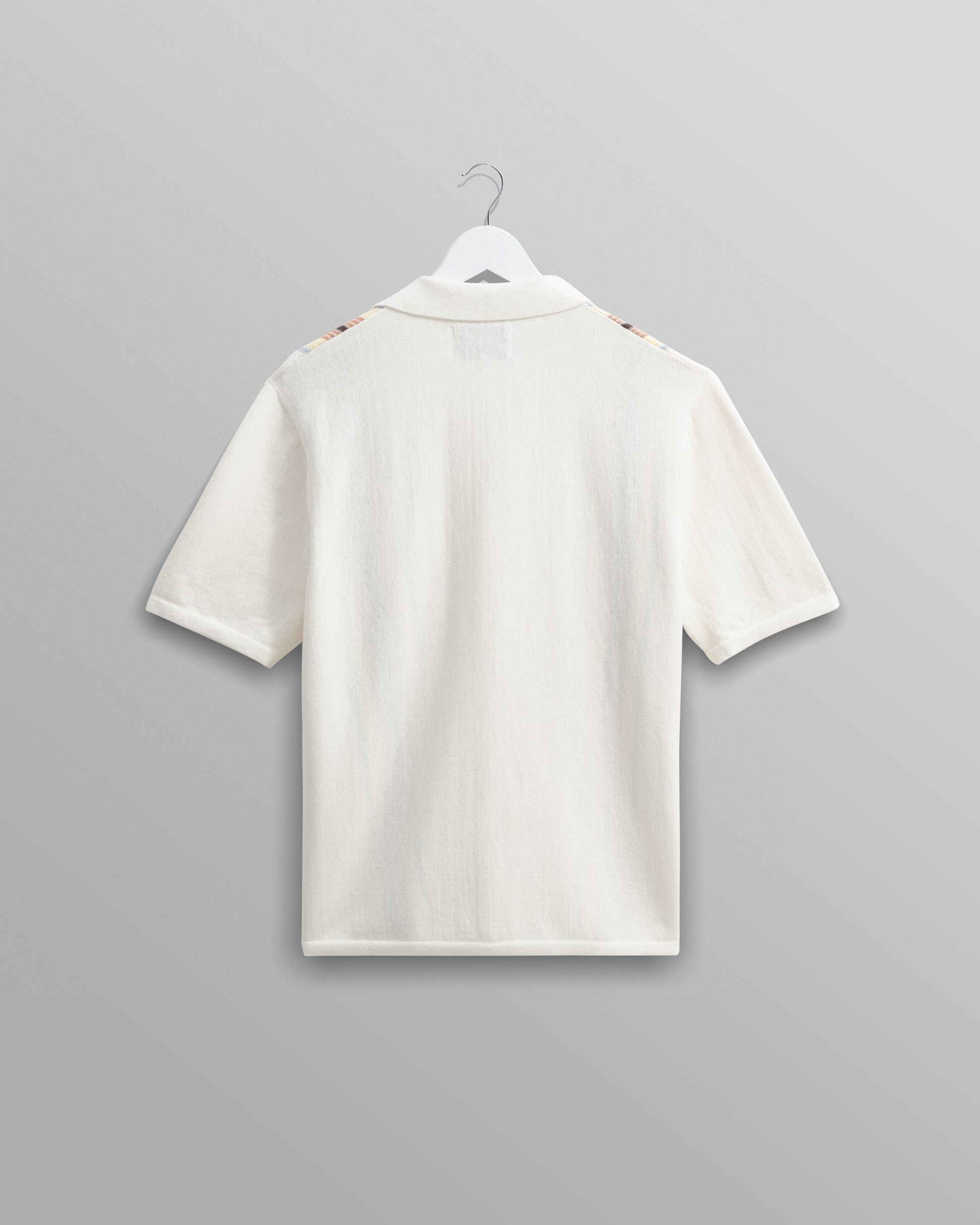 wax london men's Ivy - Ecru And Multicolour Striped Cotton Polo Shirt