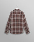 wax london men's Jaunt - Brown Check Linen Shirt