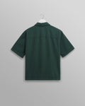 wax london men's Keats - Forest Green Cotton Seersucker Short-Sleeve Shirt