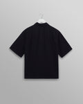 wax london men's Keats - Navy Cotton Seersucker Short-Sleeve Shirt