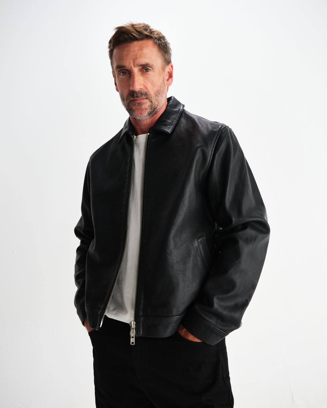 wax london men's Kendal - Black Lamb Leather Jacket