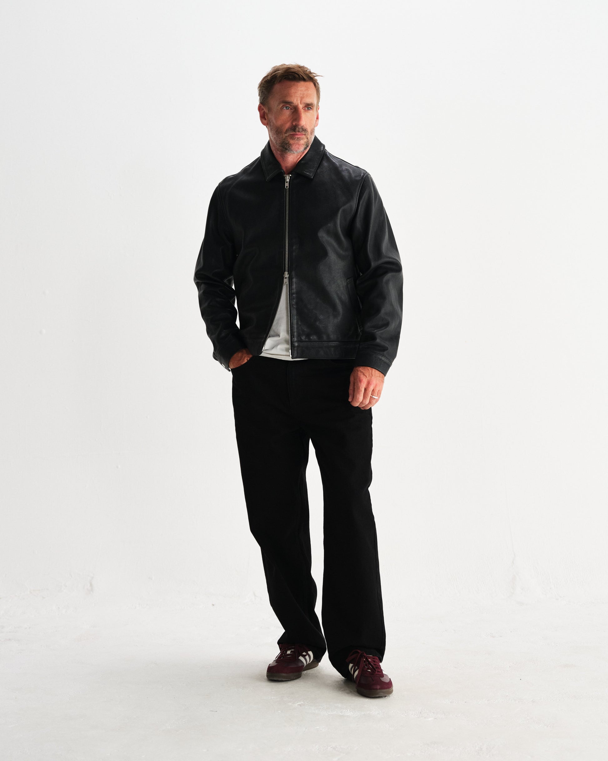 wax london men's Kendal - Black Lamb Leather Jacket