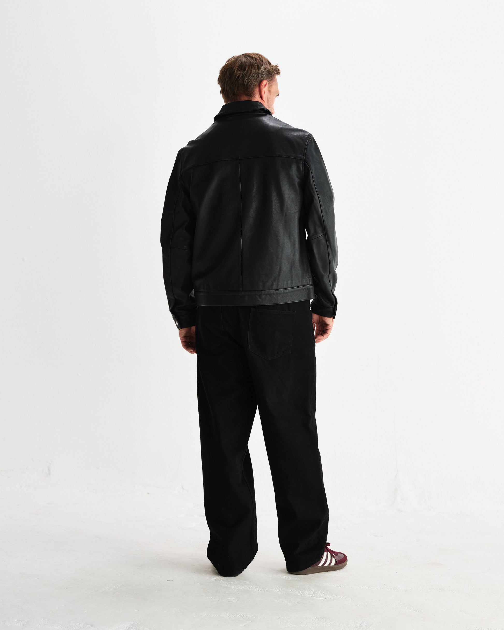 wax london men's Kendal - Black Lamb Leather Jacket