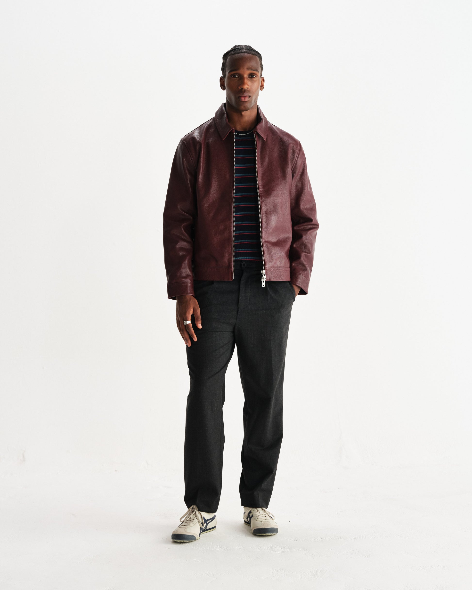 wax london men's Kendal - Cherry Lamb Leather Jacket