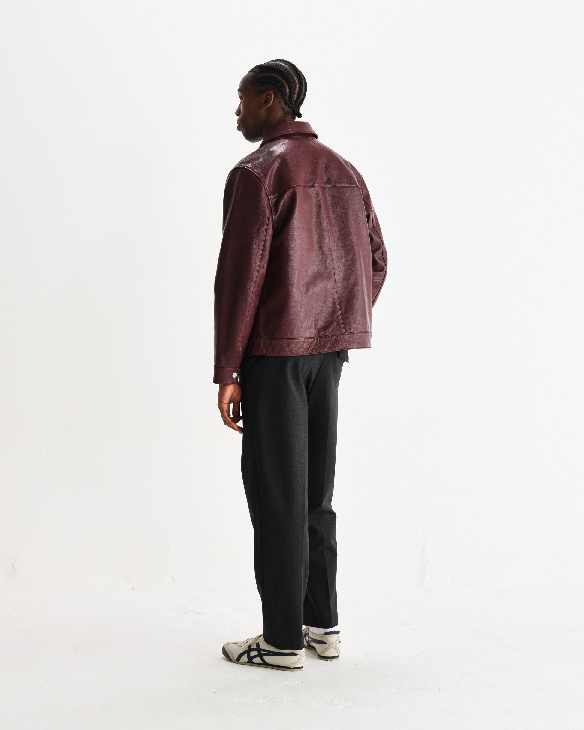 wax london men's Kendal - Cherry Lamb Leather Jacket