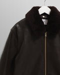 wax london men's Kendal - Dark Brown Lamb Leather Flight Jacket
