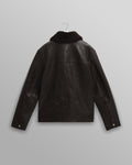 wax london men's Kendal - Dark Brown Lamb Leather Flight Jacket