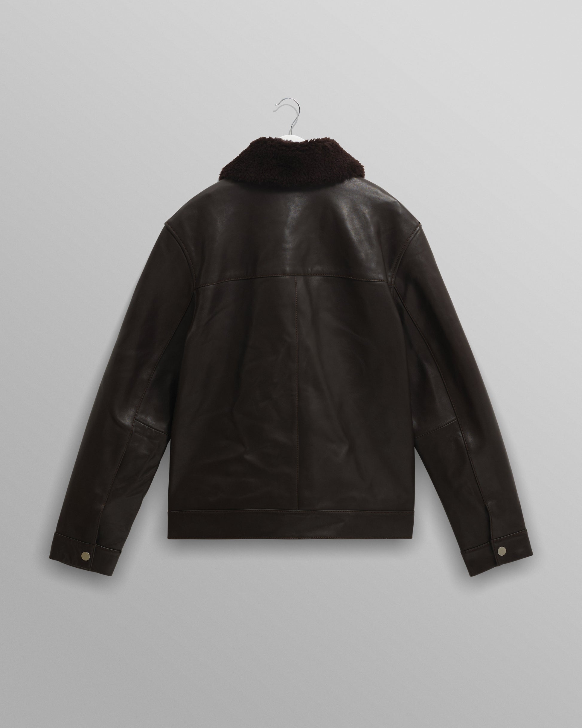 wax london men's Kendal - Dark Brown Lamb Leather Flight Jacket
