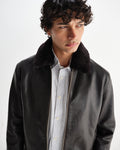wax london men's Kendal - Dark Brown Lamb Leather Flight Jacket