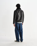 wax london men's Kendal - Dark Brown Lamb Leather Flight Jacket