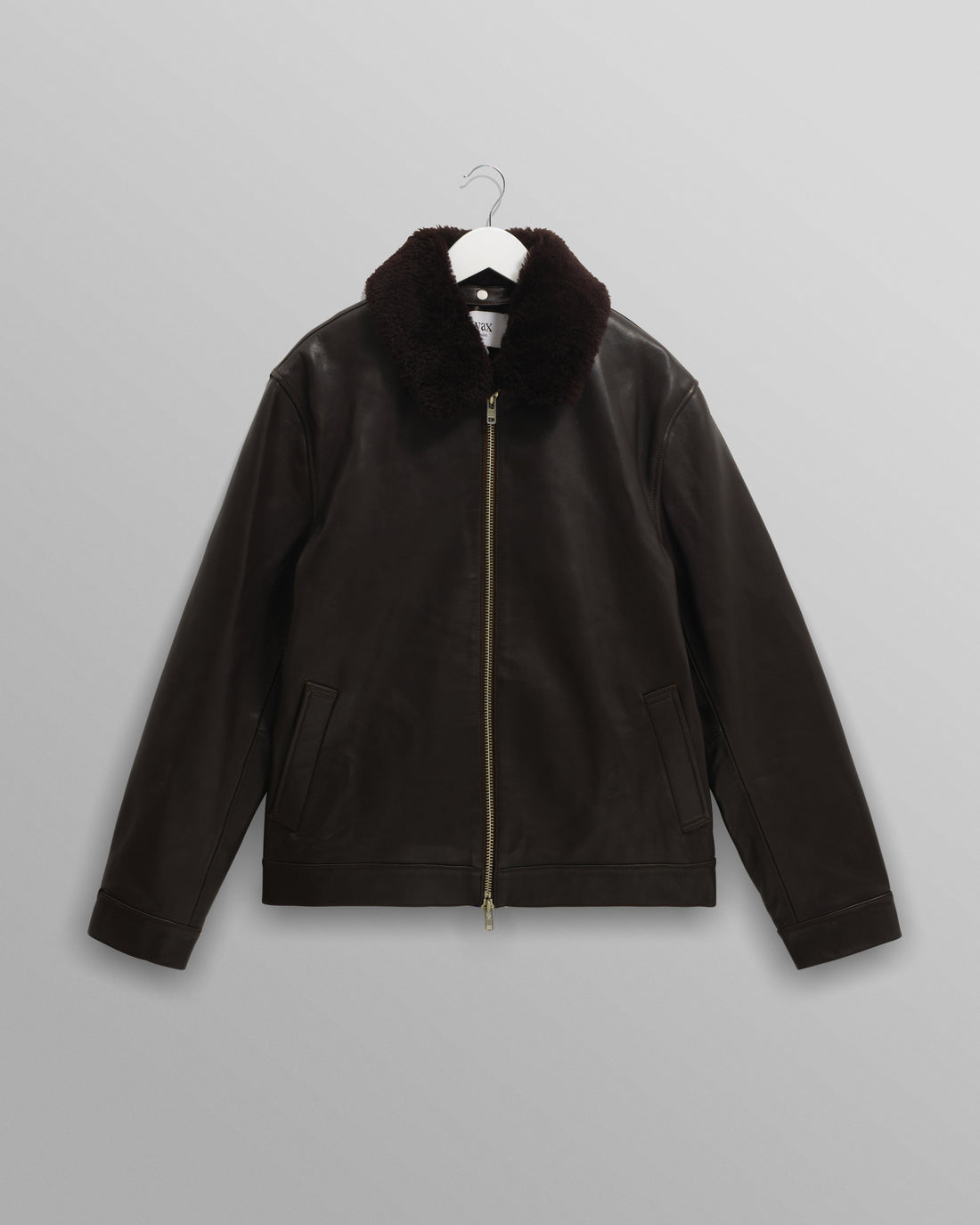wax london men's Kendal - Dark Brown Lamb Leather Flight Jacket