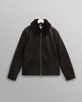 wax london men's Kendal - Dark Brown Lamb Leather Flight Jacket