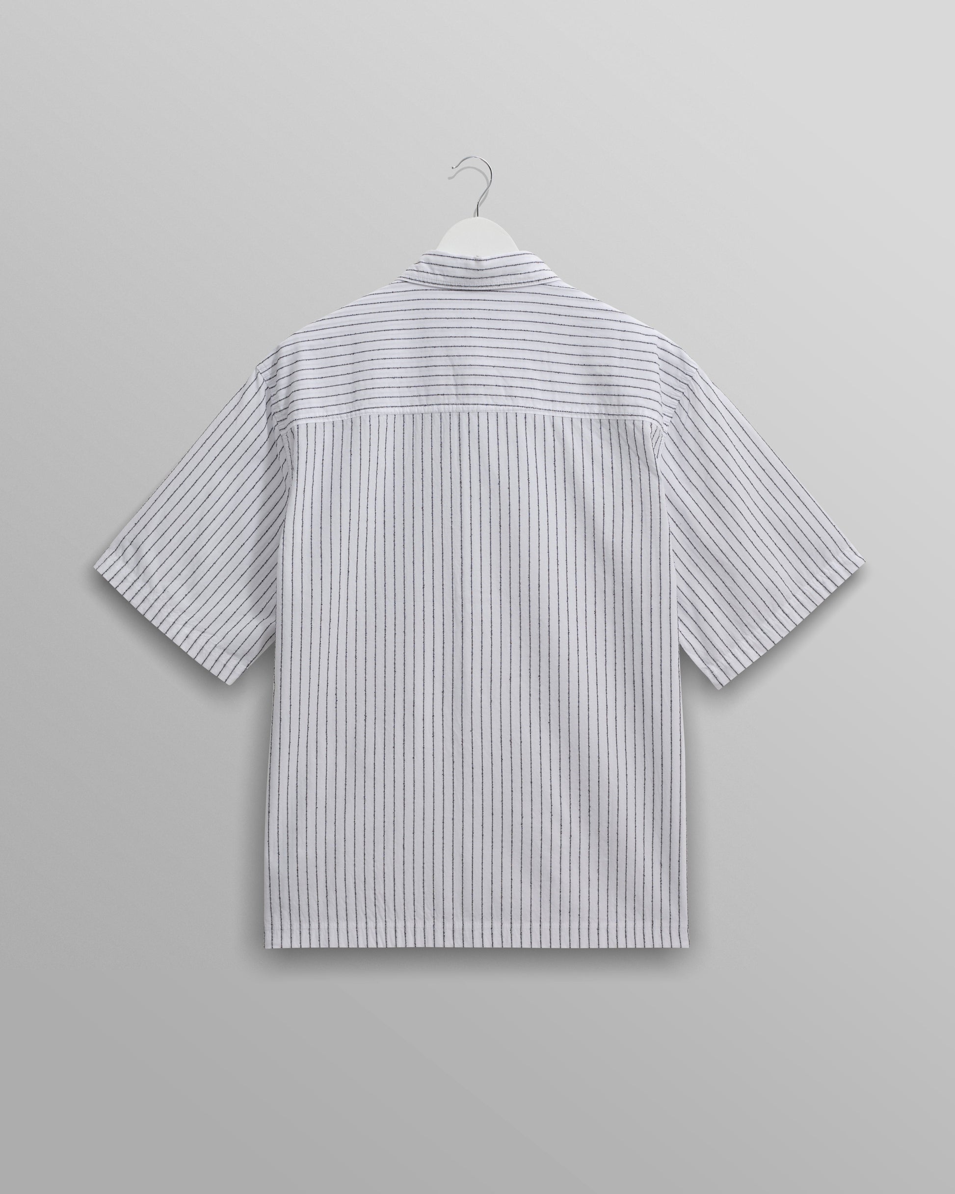 wax london men's Kew - White Stripe Cotton-Poplin Short-Sleeve Shirt