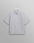 wax london men's Kew - White Stripe Cotton-Poplin Short-Sleeve Shirt