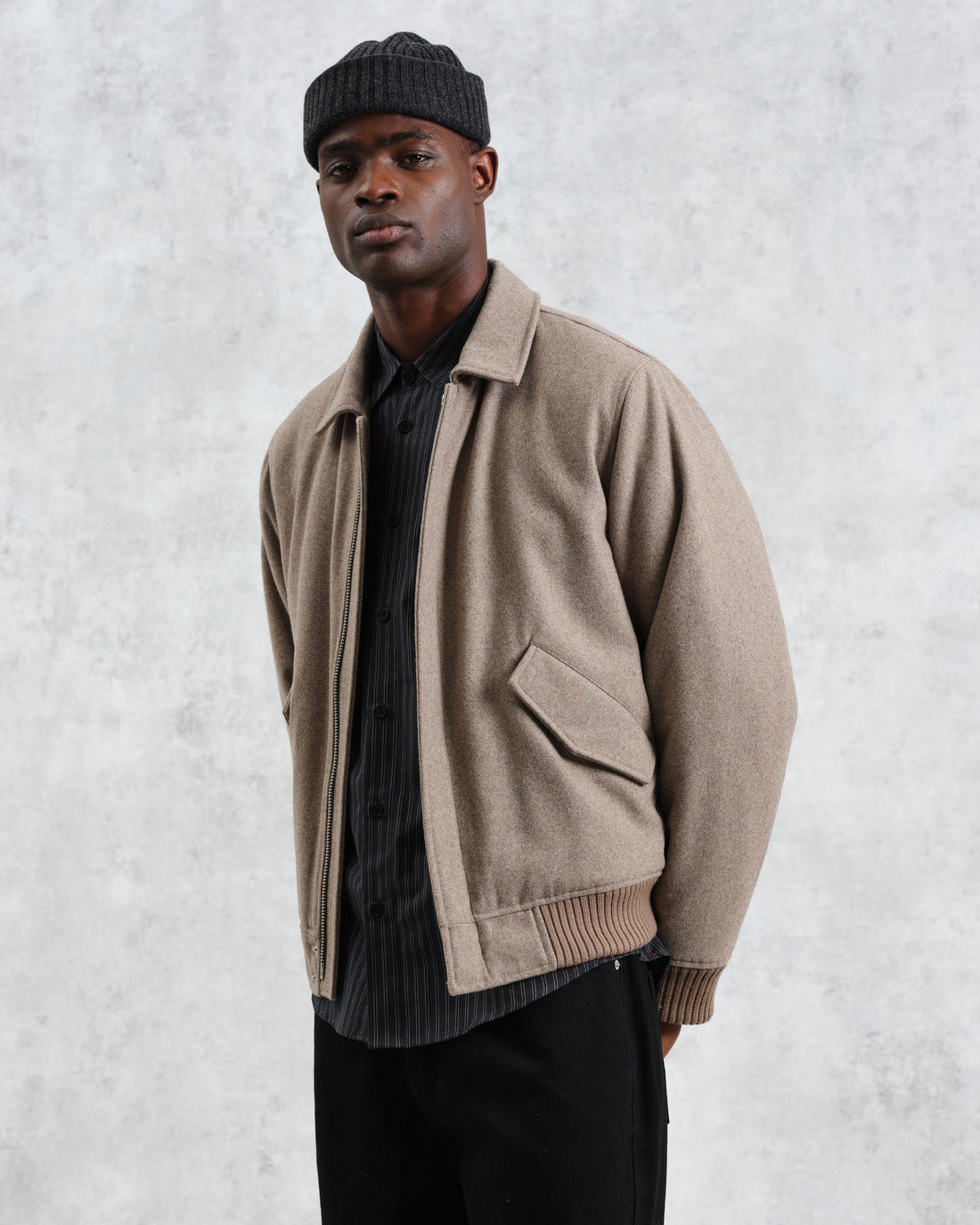 wax london men's Knoll - Natural Wool Bomber Jacket