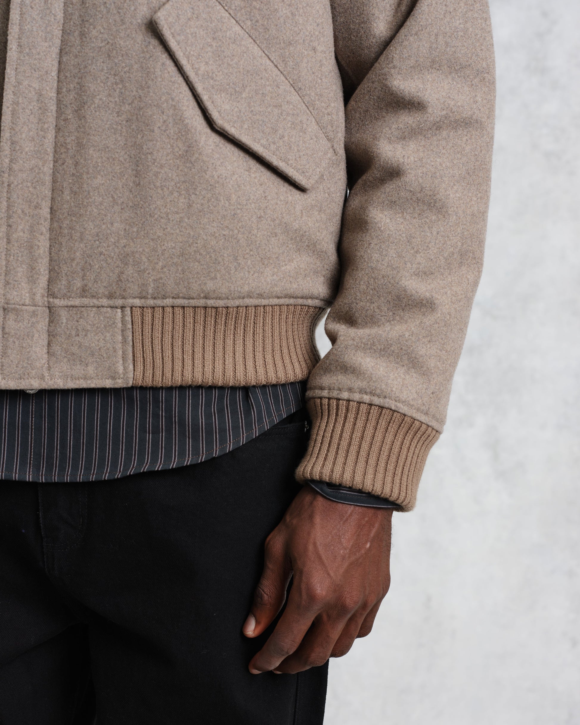 wax london men's Knoll - Natural Wool Bomber Jacket