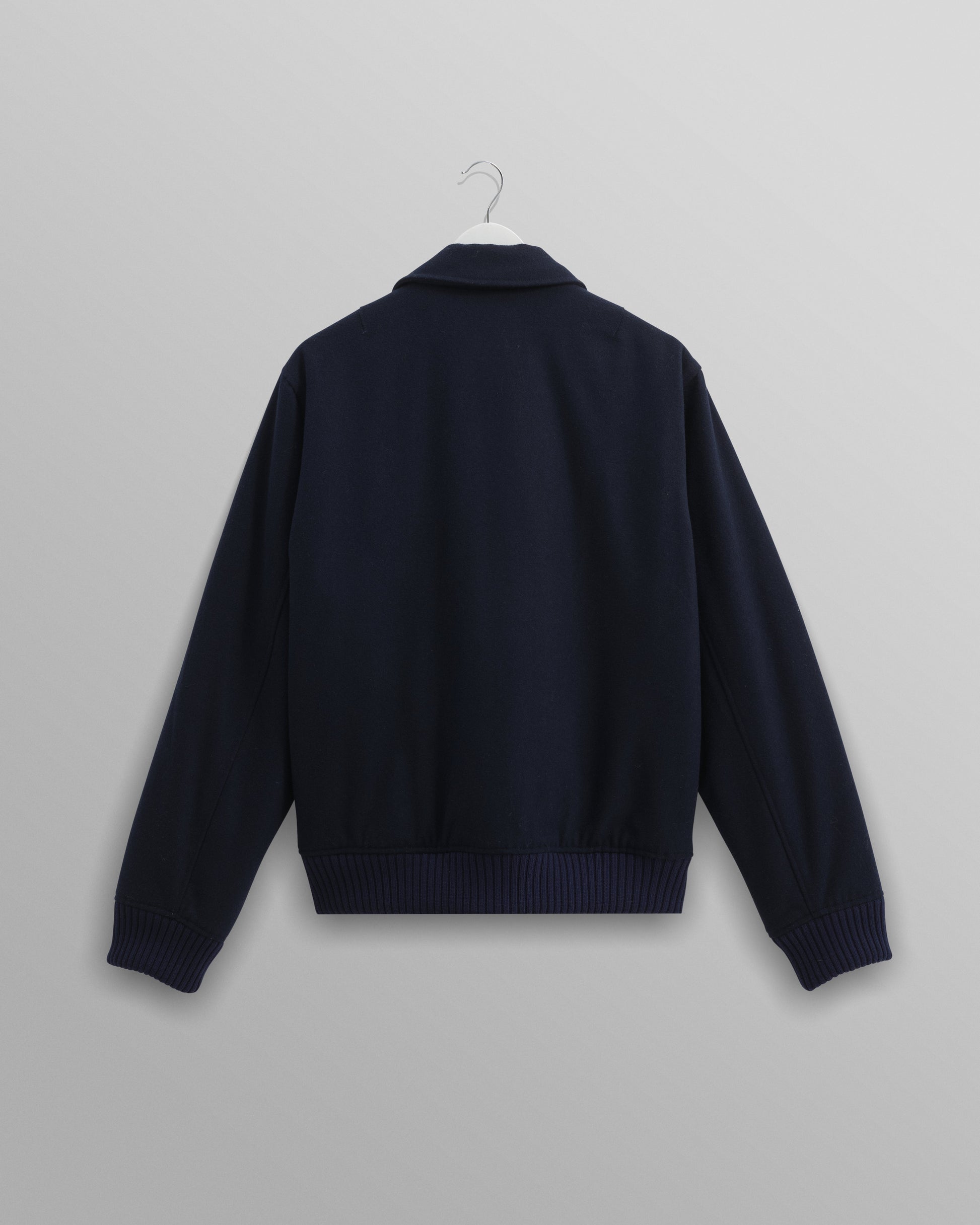 wax london men's Knoll - Navy Wool Bomber Jacket