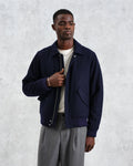 wax london men's Knoll - Navy Wool Bomber Jacket