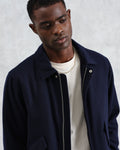 wax london men's Knoll - Navy Wool Bomber Jacket