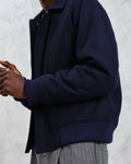 wax london men's Knoll - Navy Wool Bomber Jacket