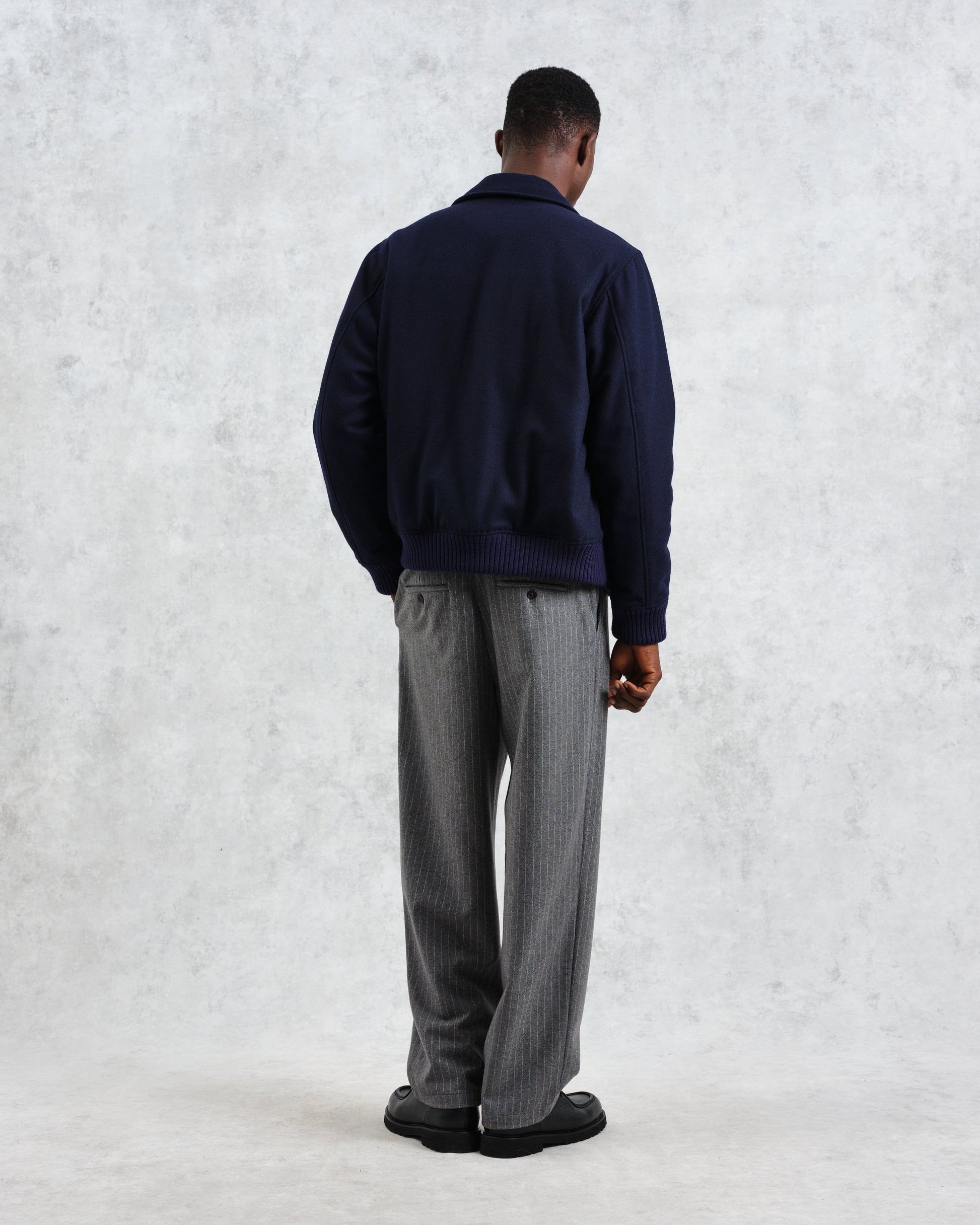 wax london men's Knoll - Navy Wool Bomber Jacket