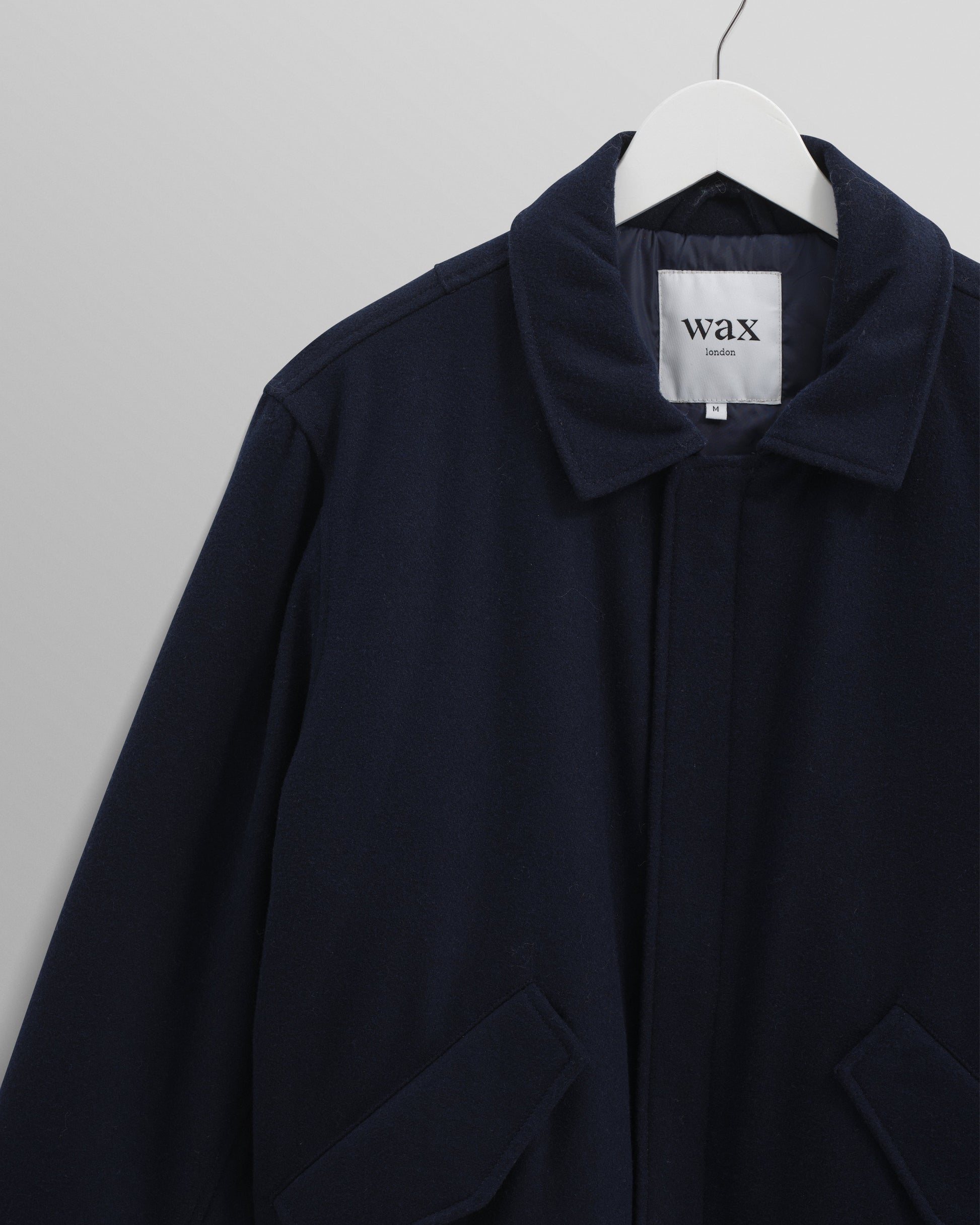 wax london men's Knoll - Navy Wool Bomber Jacket