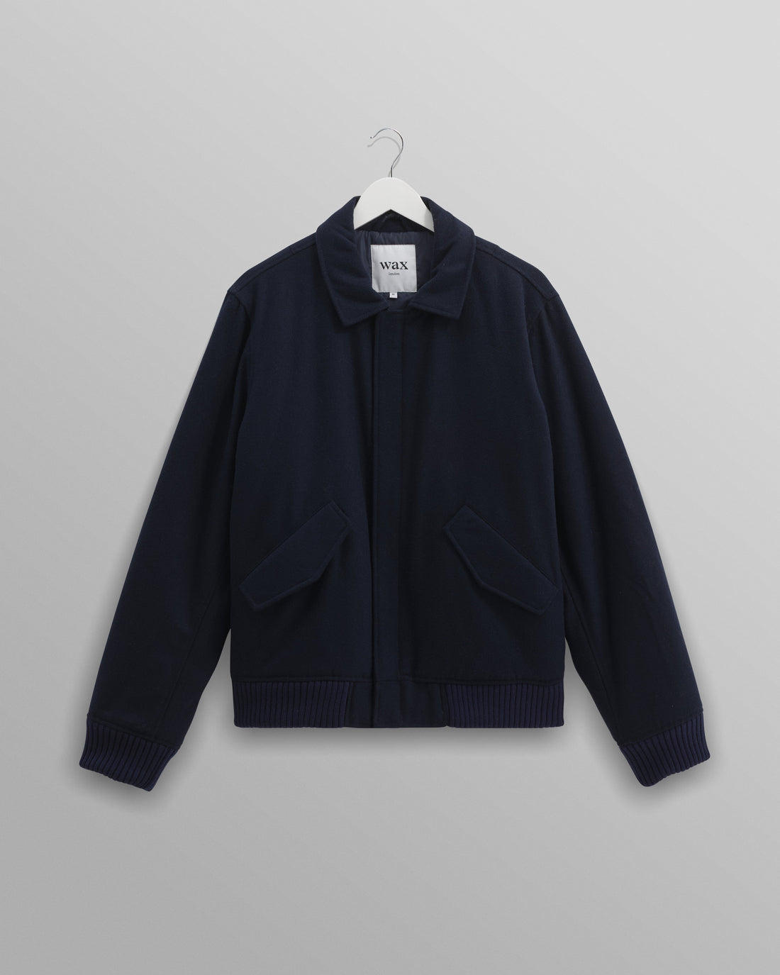 wax london men's Knoll - Navy Wool Bomber Jacket