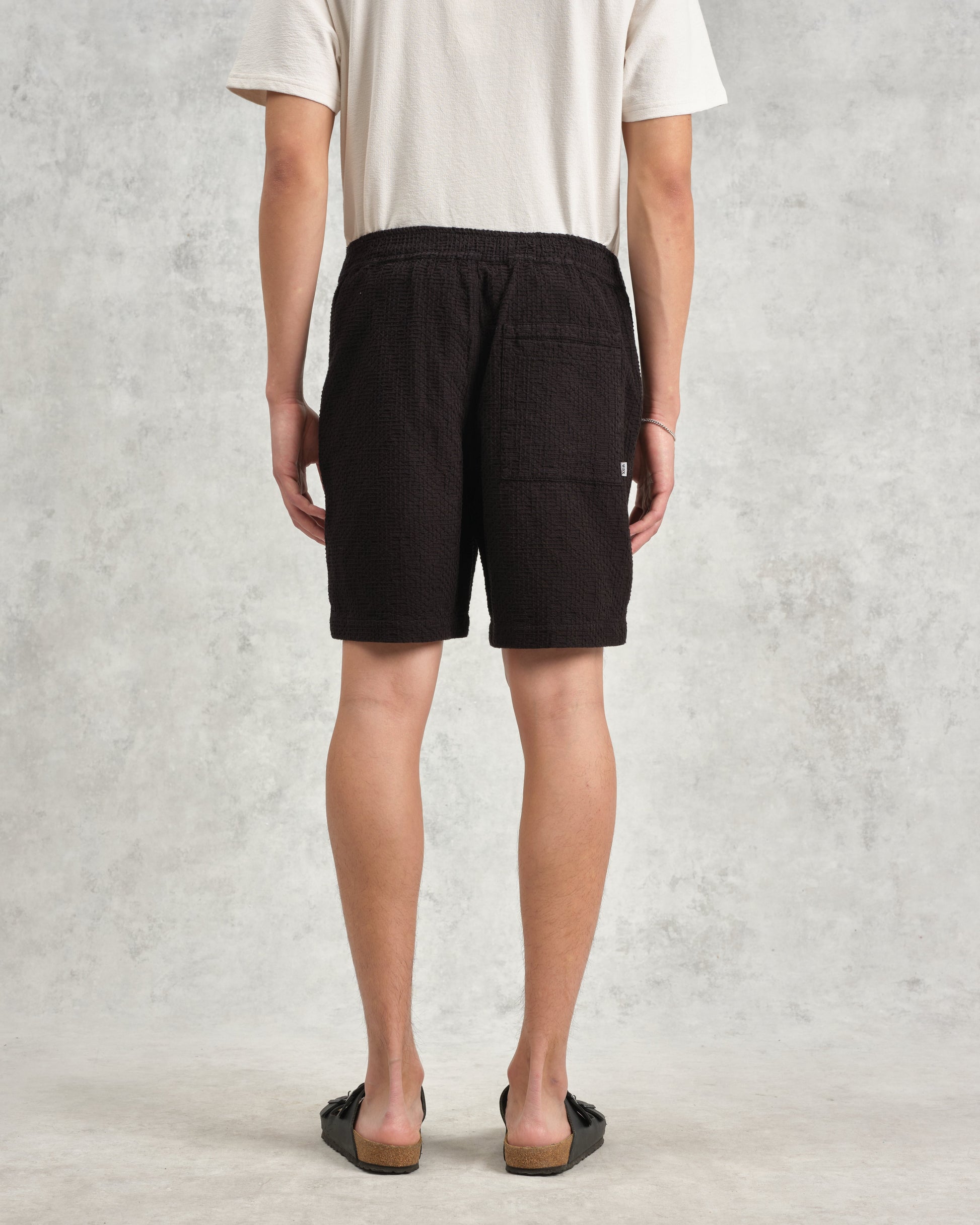 wax london men's Kurt - Black Honeycomb Cotton Shorts