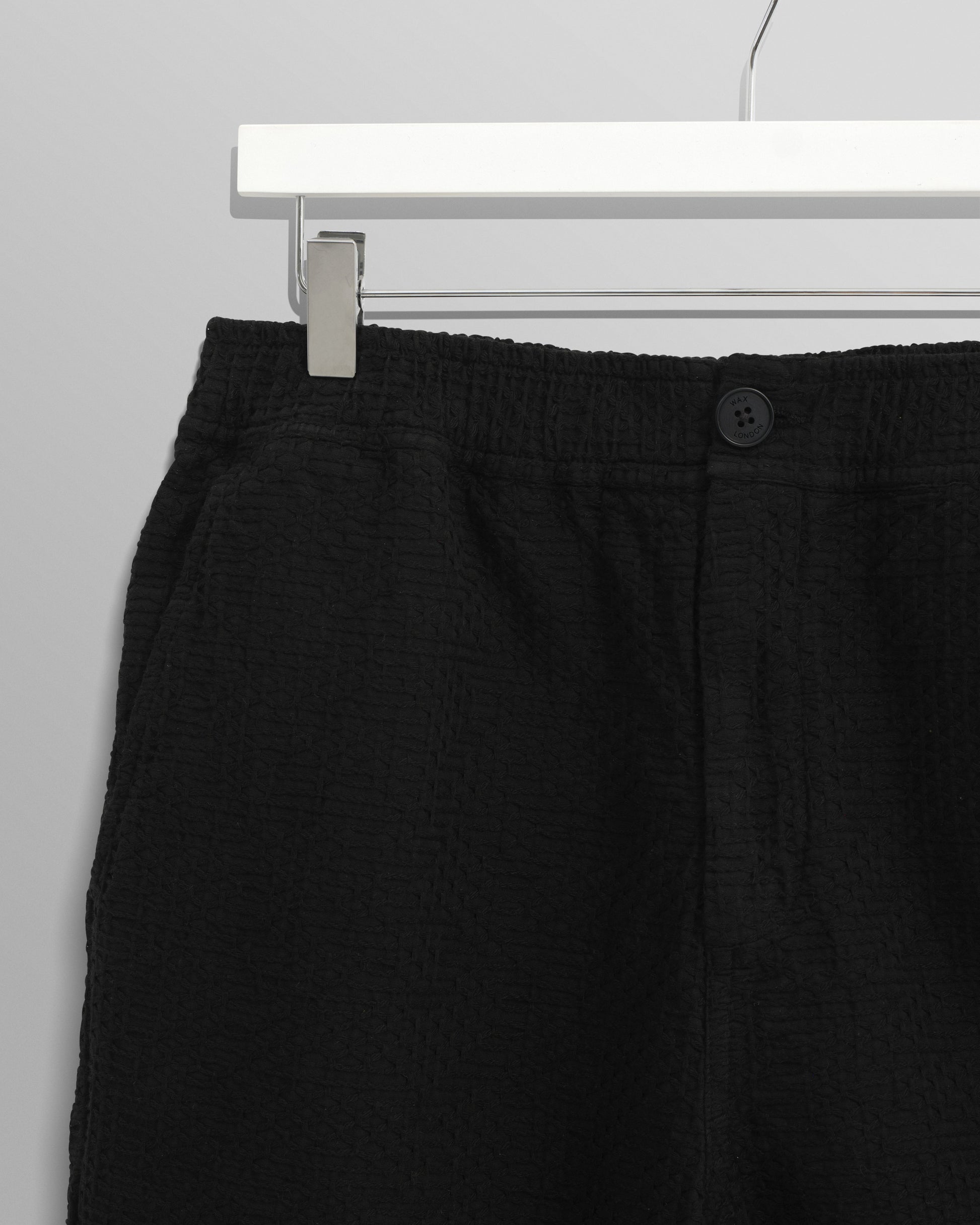 wax london men's Kurt - Black Honeycomb Cotton Shorts