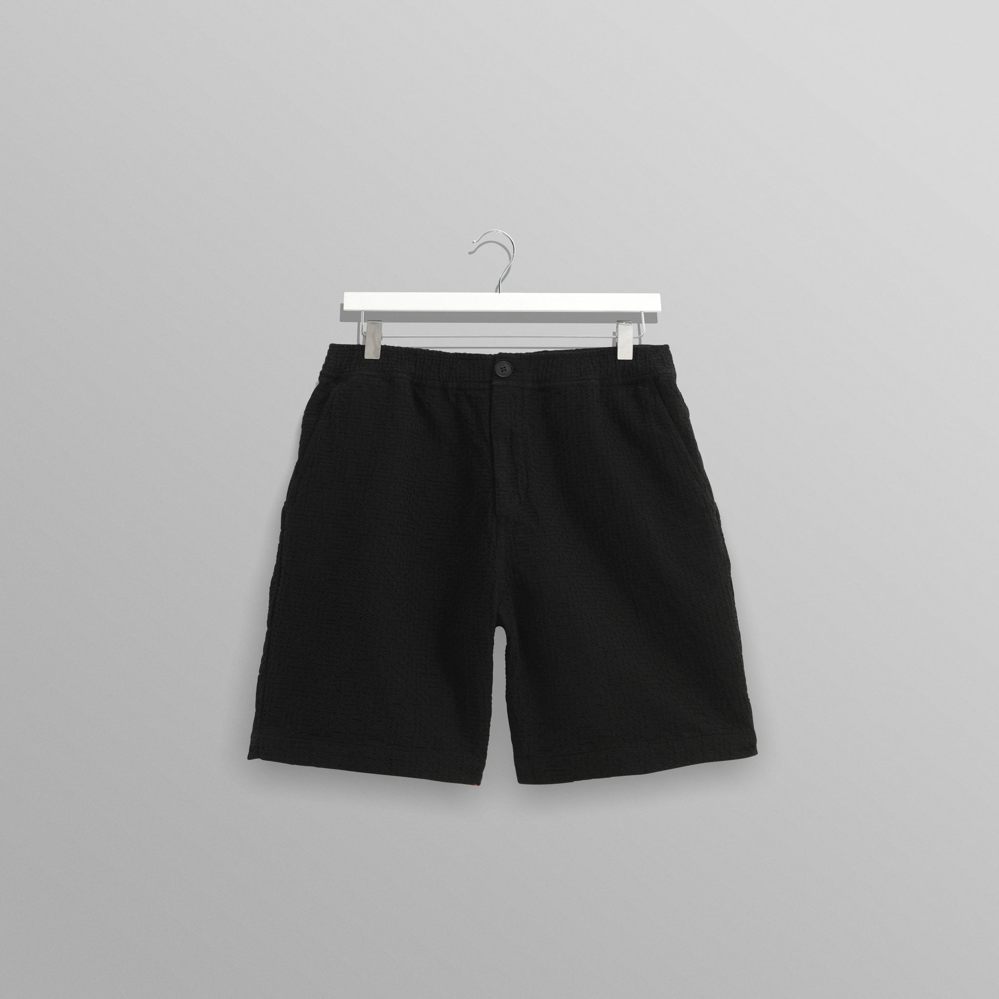 wax london men's Kurt - Black Honeycomb Cotton Shorts