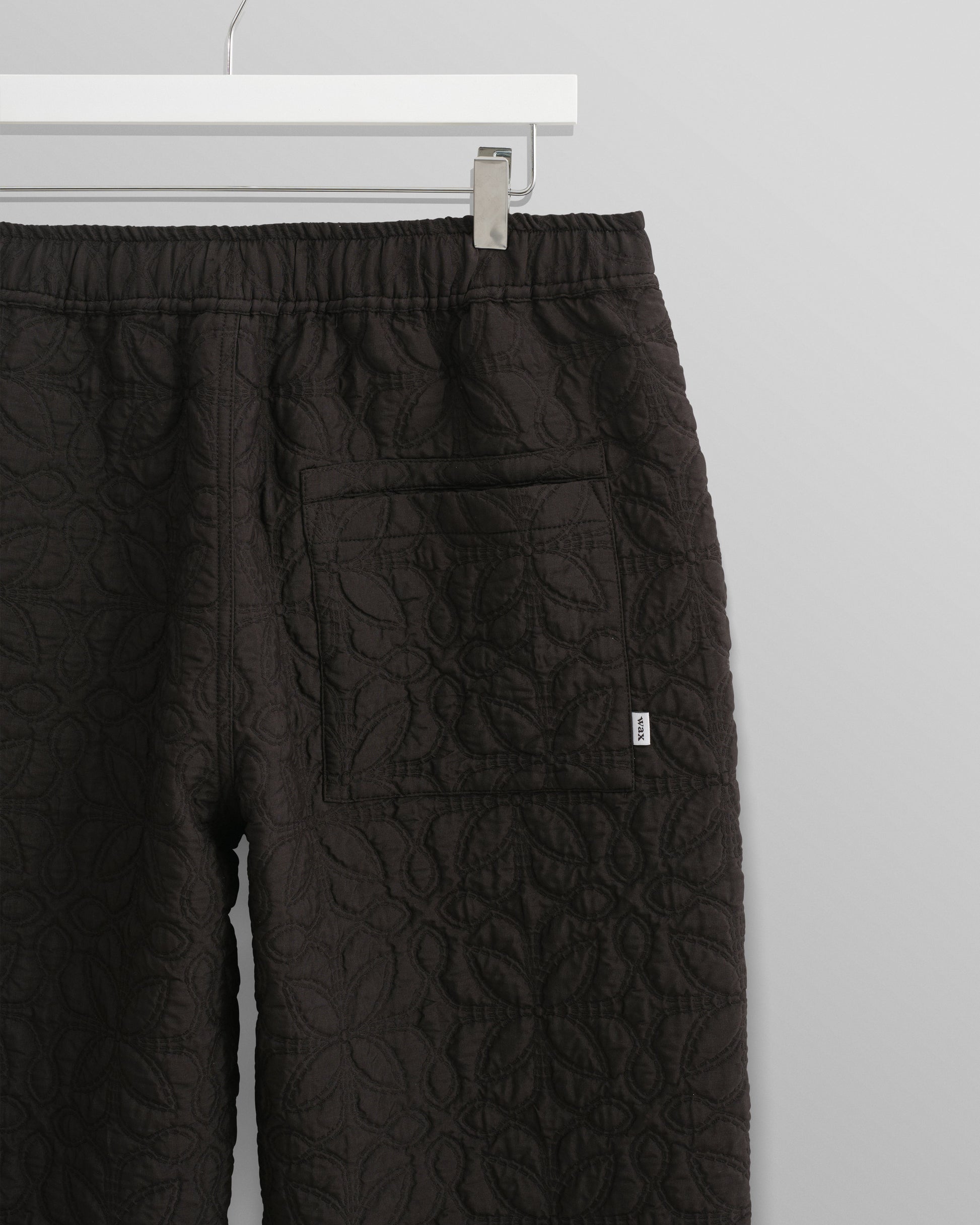wax london men's Kurt - Black Petal Quilt Trousers