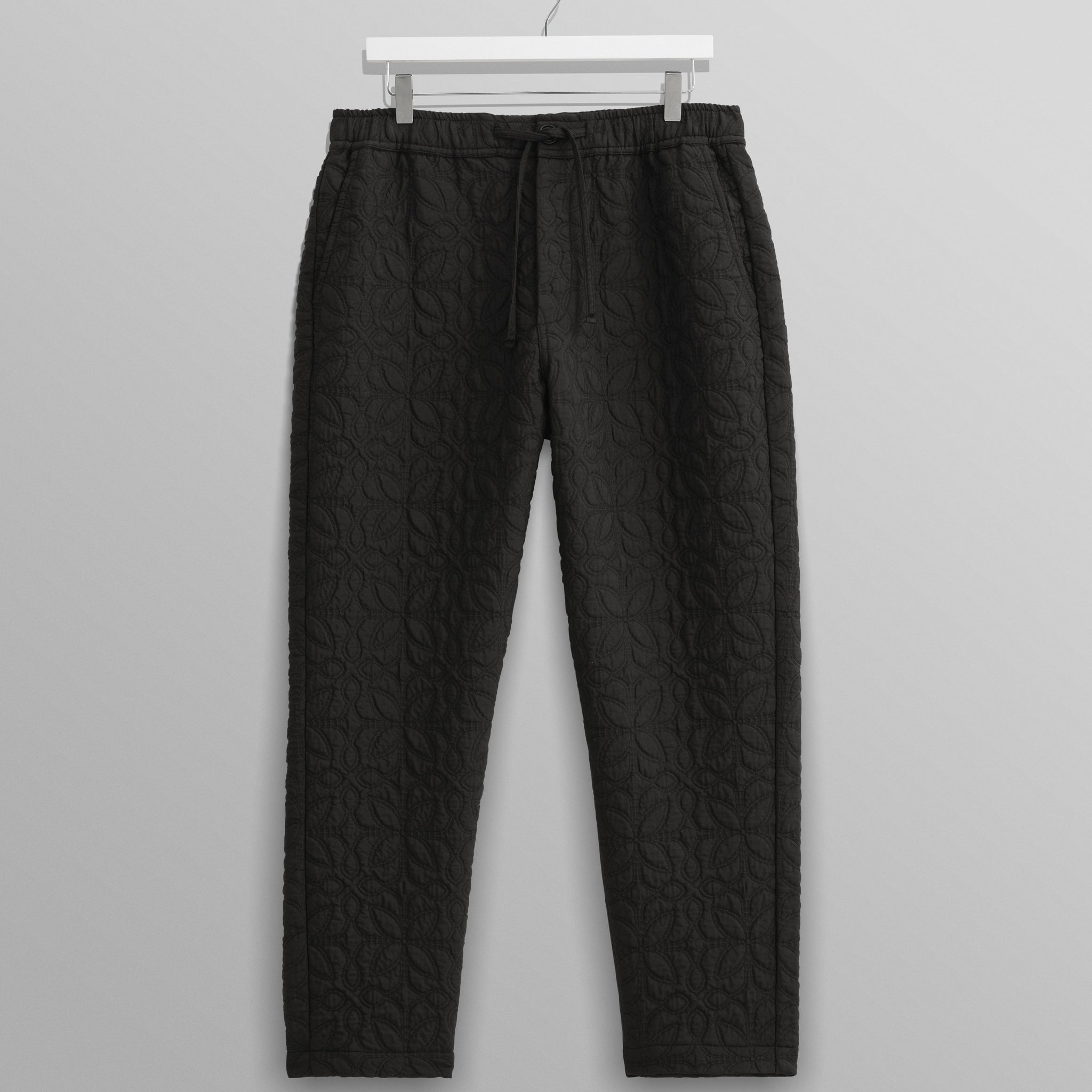 wax london men's Kurt - Black Petal Quilt Trousers