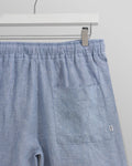 wax london men's Kurt - Blue Two-Tone Linen Shorts