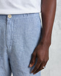 wax london men's Kurt - Blue Two-Tone Linen Shorts